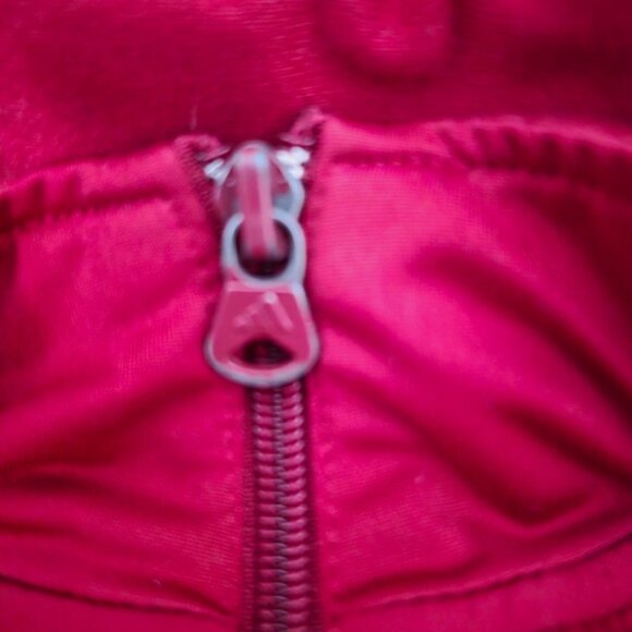 Adidas Womens Size L Full Zip 3 Stripes Wine Red White Track Jacket - Picture 2 of 4